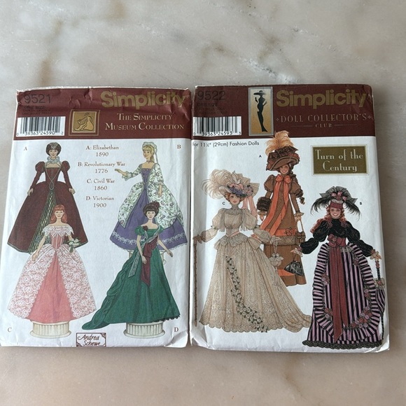 Simplicity 9521 9522 Museum Collection Fashion Clothing Doll 11.5 Dress Pattern - Picture 8 of 8